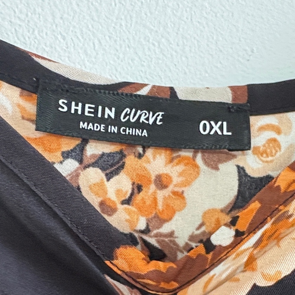 SHEIN Black and Orange Floral Top - Picture 3 of 4